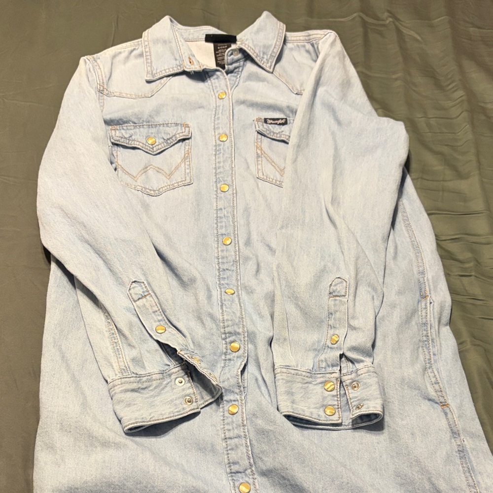 Wrangler Light Blue Denim Snap-Front Dress